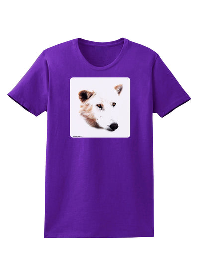 TooLoud White Wolf Head Cutout Womens Dark T-Shirt-Womens T-Shirt-TooLoud-Purple-X-Small-Davson Sales