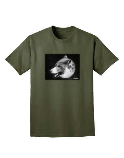 TooLoud White Wolf Moon Adult Dark T-Shirt-Mens T-Shirt-TooLoud-Military-Green-Small-Davson Sales