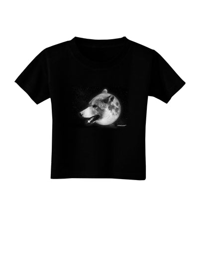 TooLoud White Wolf Moon Toddler T-Shirt Dark-Toddler T-Shirt-TooLoud-Black-2T-Davson Sales