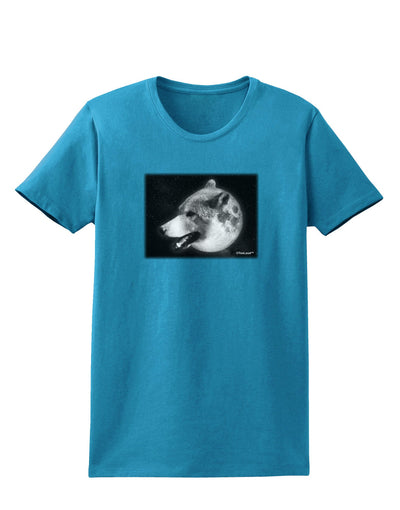 TooLoud White Wolf Moon Womens Dark T-Shirt-TooLoud-Turquoise-X-Small-Davson Sales