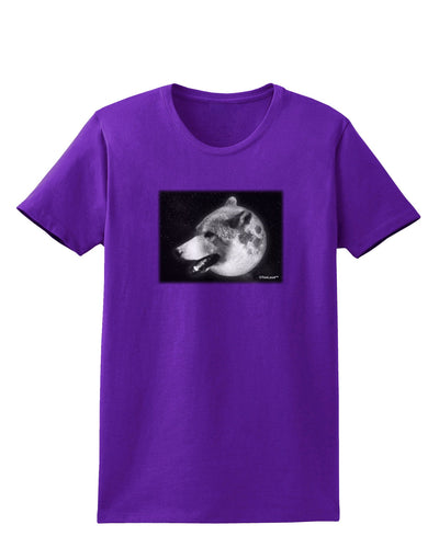 TooLoud White Wolf Moon Womens Dark T-Shirt-TooLoud-Purple-X-Small-Davson Sales