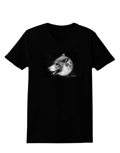 TooLoud White Wolf Moon Womens Dark T-Shirt-TooLoud-Black-X-Small-Davson Sales