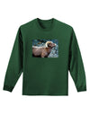 TooLoud Wide Eyed Big Horn Adult Long Sleeve Dark T-Shirt-TooLoud-Dark-Green-Small-Davson Sales