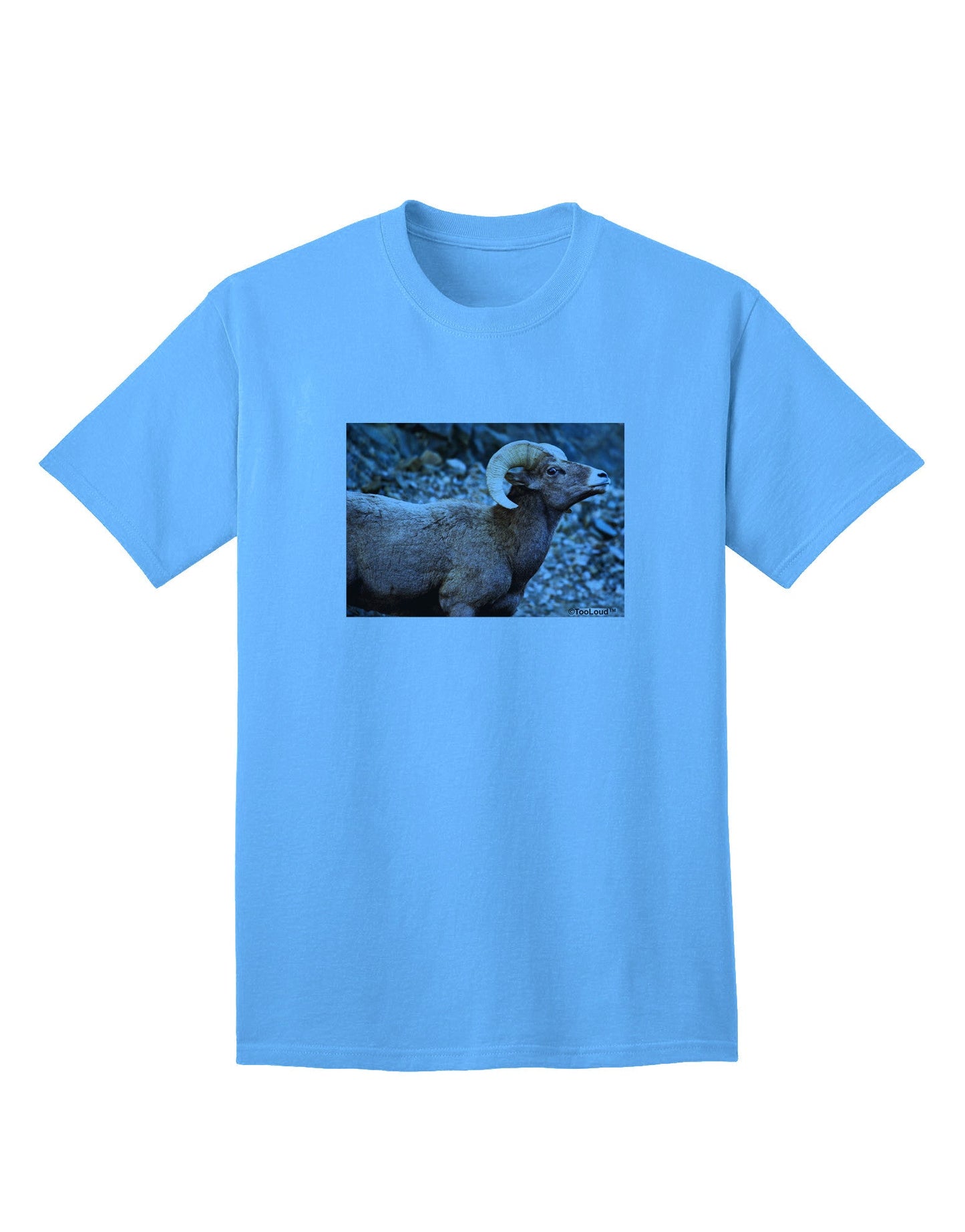 TooLoud Wide Eyed Big Horn: Premium Adult T-Shirt Collection-Mens T-shirts-TooLoud-Aquatic-Blue-Small-Davson Sales