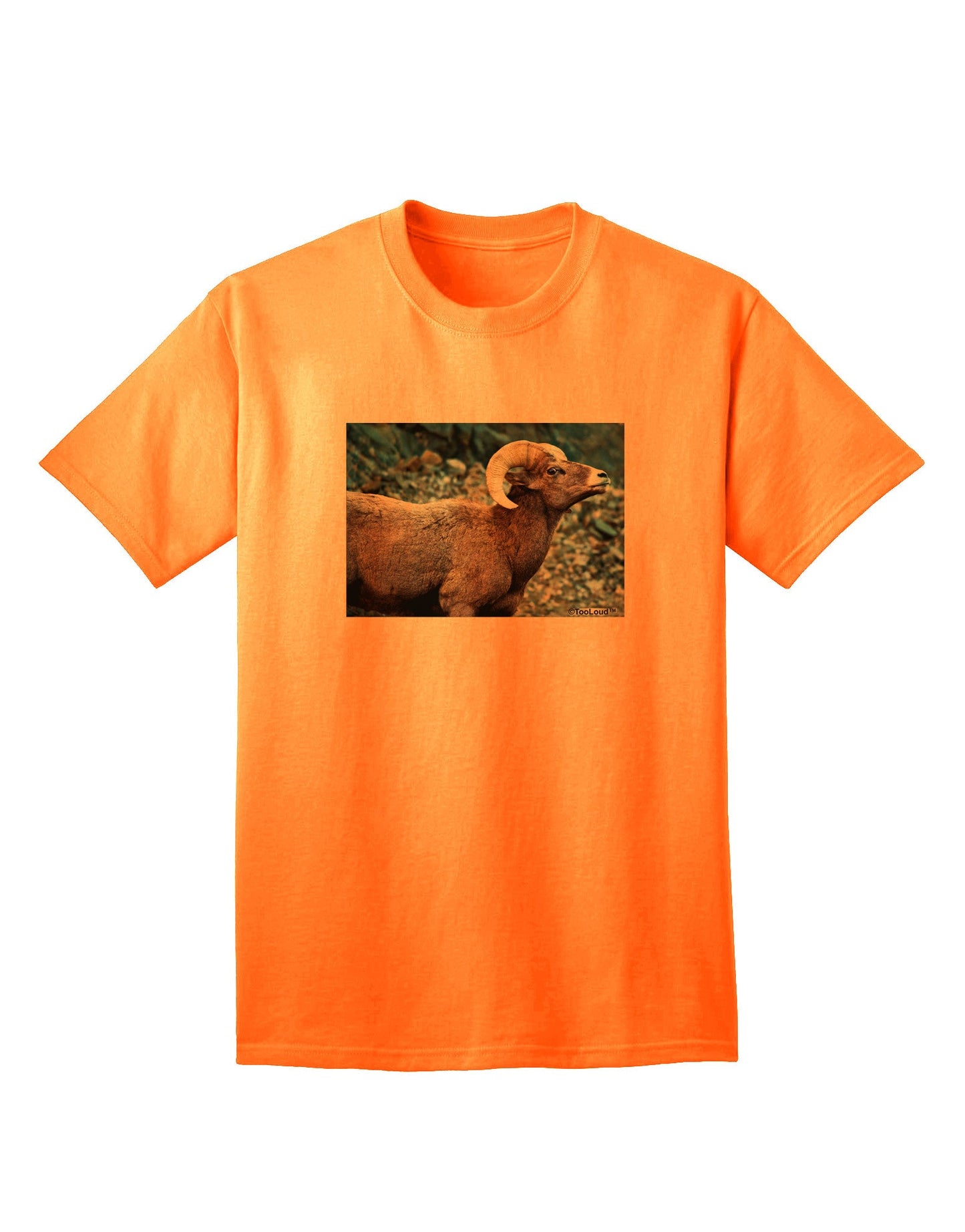 TooLoud Wide Eyed Big Horn: Premium Adult T-Shirt Collection-Mens T-shirts-TooLoud-Neon-Orange-Small-Davson Sales