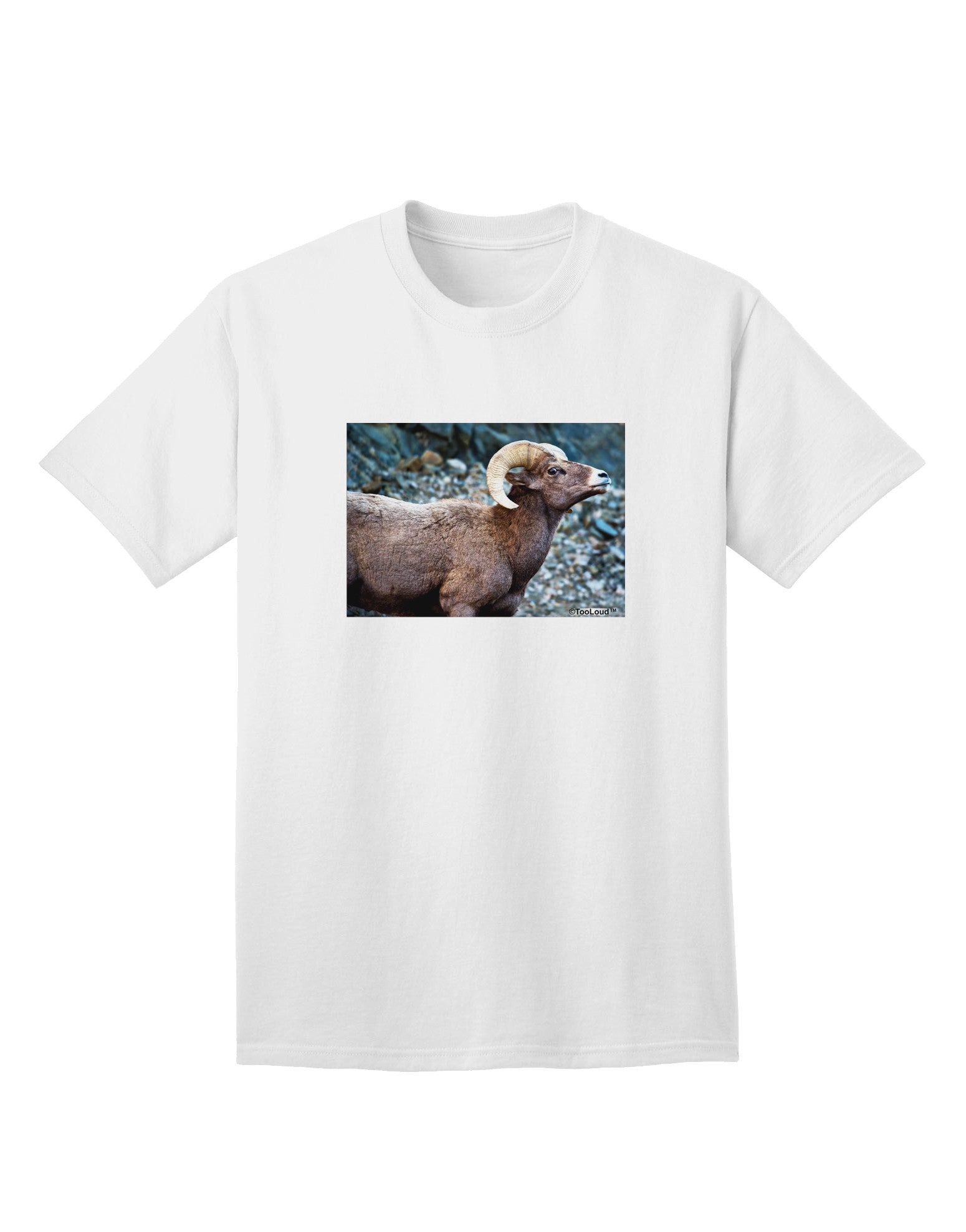 TooLoud Wide Eyed Big Horn: Premium Adult T-Shirt Collection-Mens T-shirts-TooLoud-White-Small-Davson Sales