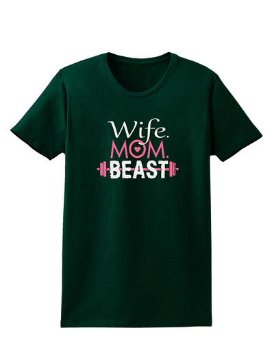 TooLoud Wife Mom Beast Womens Dark T-Shirt-Womens T-Shirt-TooLoud-Forest-Green-Small-Davson Sales