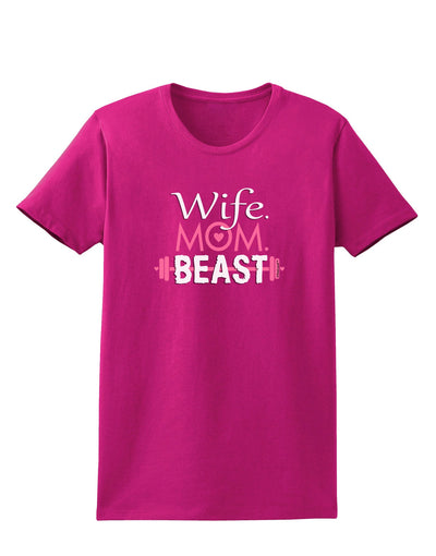 TooLoud Wife Mom Beast Womens Dark T-Shirt-Womens T-Shirt-TooLoud-Hot-Pink-Small-Davson Sales