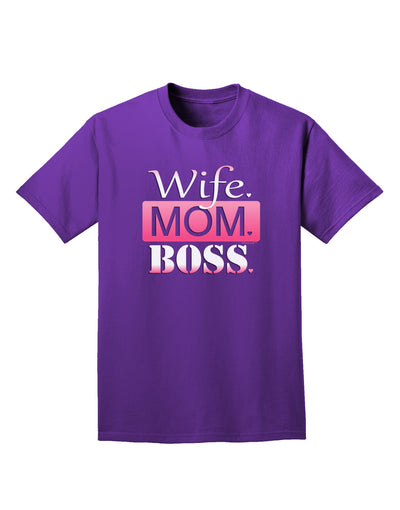 TooLoud Wife Mom Boss Adult Dark T-Shirt-Mens T-Shirt-TooLoud-Purple-Small-Davson Sales