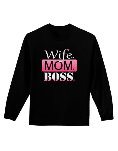 TooLoud Wife Mom Boss Adult Long Sleeve Dark T-Shirt-TooLoud-Black-Small-Davson Sales