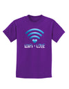 TooLoud Wifi Equals Love Childrens Dark T-Shirt-Childrens T-Shirt-TooLoud-Purple-X-Small-Davson Sales