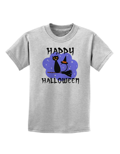 TooLoud Witch Cat Childrens T-Shirt-Childrens T-Shirt-TooLoud-AshGray-X-Small-Davson Sales