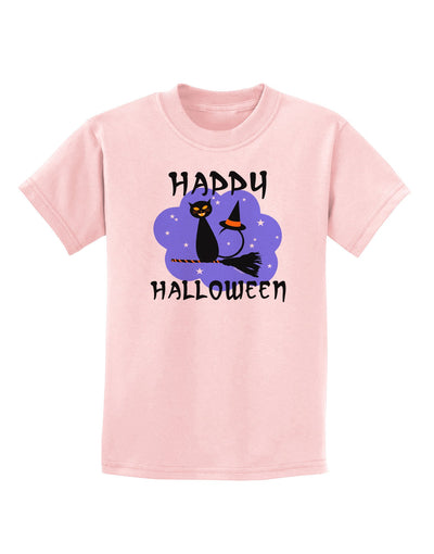 TooLoud Witch Cat Childrens T-Shirt-Childrens T-Shirt-TooLoud-PalePink-X-Small-Davson Sales