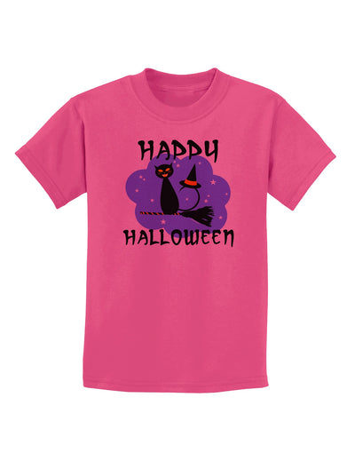 TooLoud Witch Cat Childrens T-Shirt-Childrens T-Shirt-TooLoud-Sangria-X-Small-Davson Sales