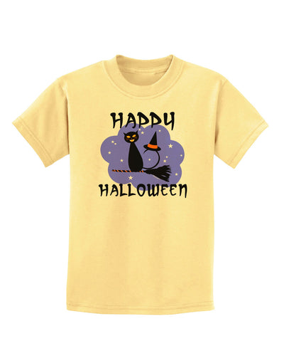 TooLoud Witch Cat Childrens T-Shirt-Childrens T-Shirt-TooLoud-Daffodil-Yellow-X-Small-Davson Sales