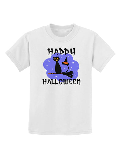 TooLoud Witch Cat Childrens T-Shirt-Childrens T-Shirt-TooLoud-White-X-Small-Davson Sales