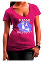 TooLoud Witch Cat Juniors V-Neck Dark T-Shirt-Womens V-Neck T-Shirts-TooLoud-Hot-Pink-Juniors Fitted Small-Davson Sales