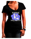 TooLoud Witch Cat Juniors V-Neck Dark T-Shirt-Womens V-Neck T-Shirts-TooLoud-Black-Juniors Fitted Small-Davson Sales