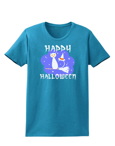 TooLoud Witch Cat Womens Dark T-Shirt-TooLoud-Turquoise-X-Small-Davson Sales