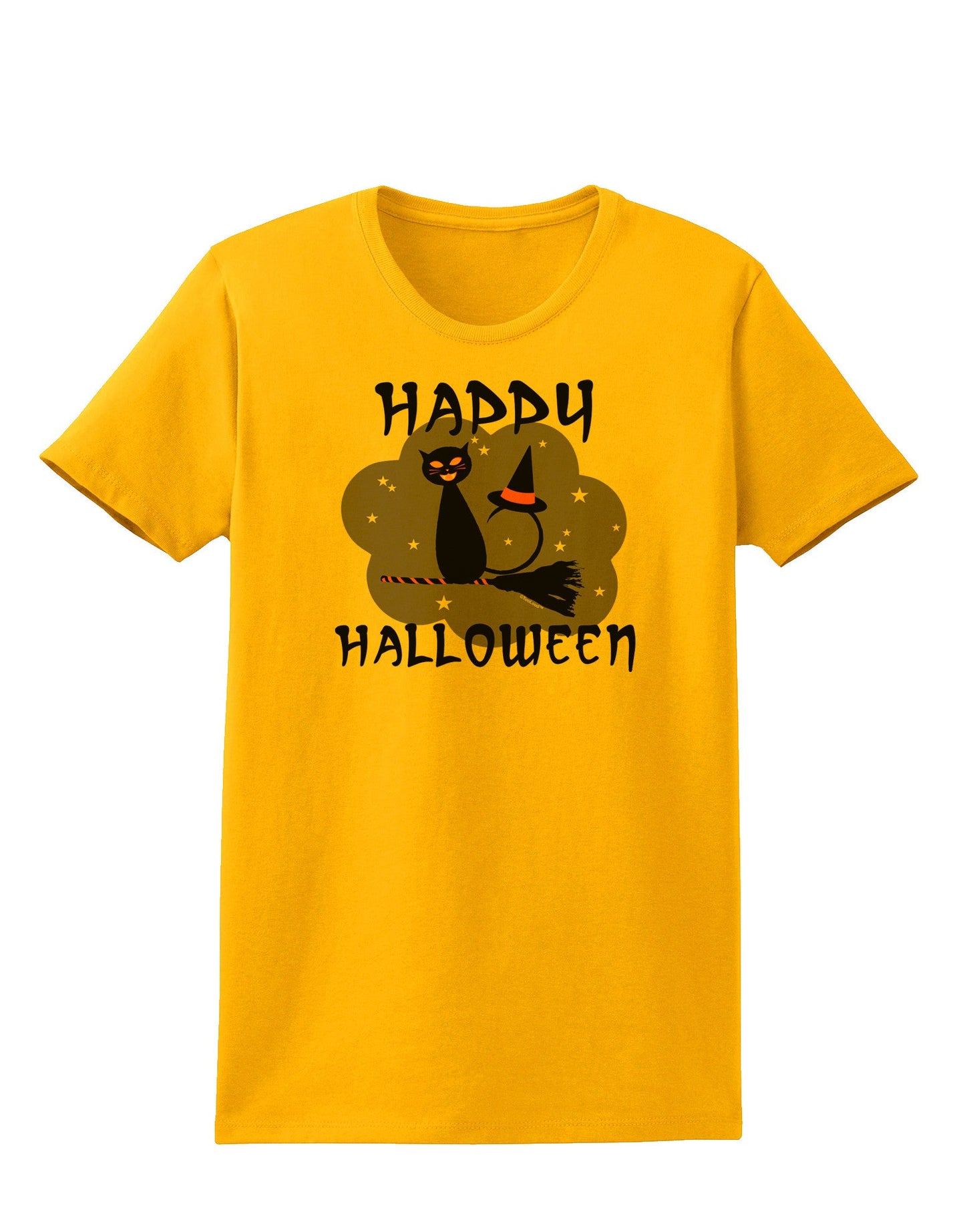 TooLoud Witch Cat Womens T-Shirt-Womens T-Shirt-TooLoud-Gold-X-Small-Davson Sales
