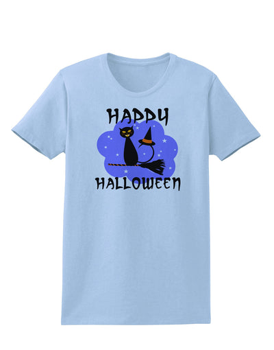 TooLoud Witch Cat Womens T-Shirt-Womens T-Shirt-TooLoud-Light-Blue-X-Small-Davson Sales