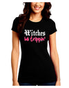 TooLoud Witches Be Trippin Juniors Crew Dark T-Shirt-T-Shirts Juniors Tops-TooLoud-Black-Juniors Fitted Small-Davson Sales