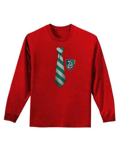 TooLoud Wizard Tie Green and Silver Adult Long Sleeve Dark T-Shirt-TooLoud-Red-Small-Davson Sales