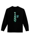 TooLoud Wizard Tie Green and Silver Adult Long Sleeve Dark T-Shirt-TooLoud-Black-Small-Davson Sales