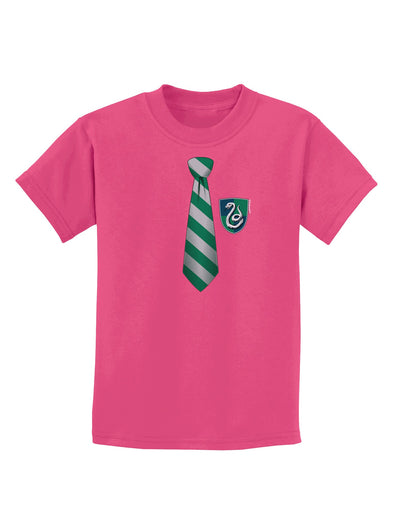 TooLoud Wizard Tie Green and Silver Childrens Dark T-Shirt-Childrens T-Shirt-TooLoud-Sangria-X-Small-Davson Sales