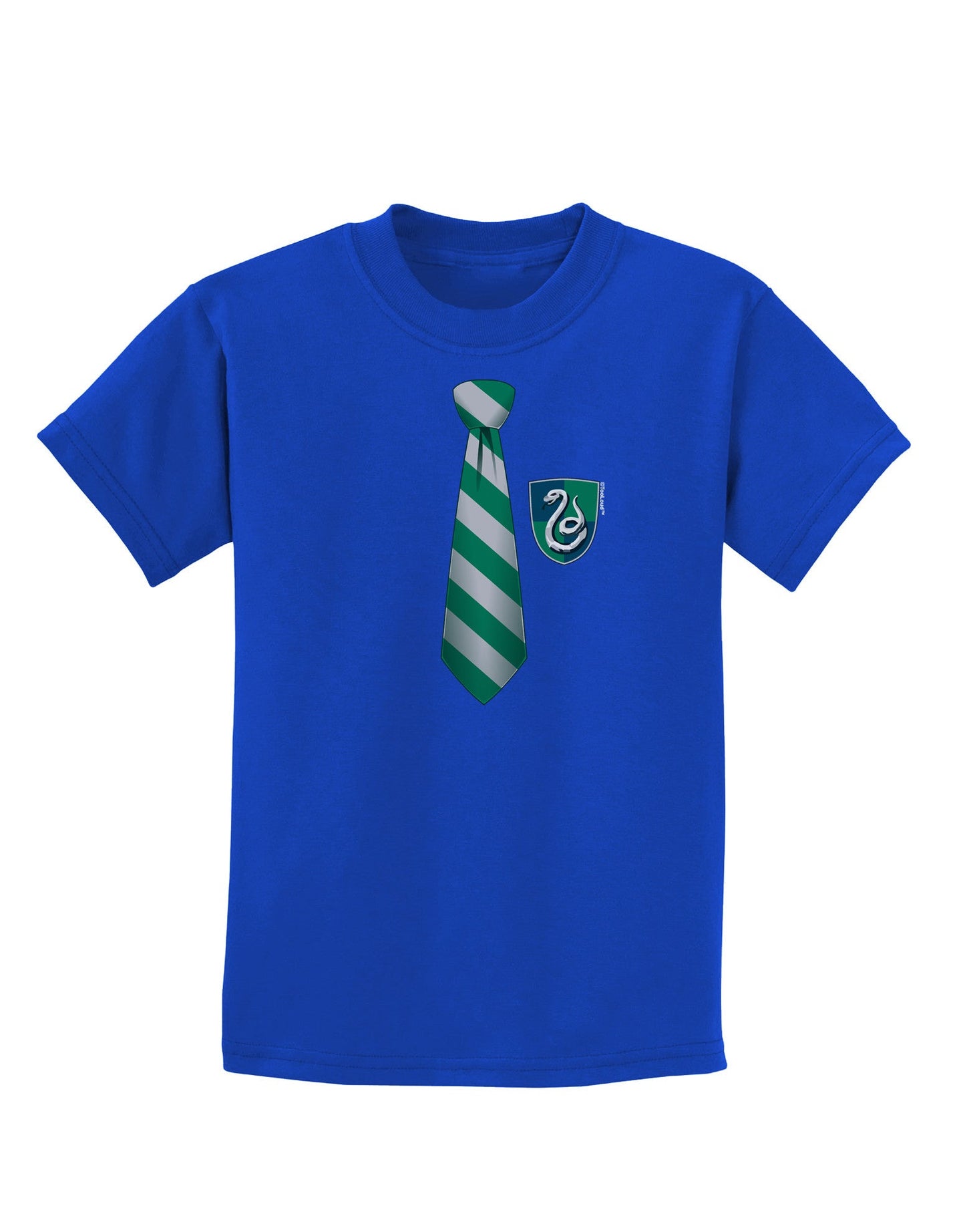 TooLoud Wizard Tie Green and Silver Childrens Dark T-Shirt-Childrens T-Shirt-TooLoud-Royal-Blue-X-Small-Davson Sales