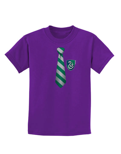 TooLoud Wizard Tie Green and Silver Childrens Dark T-Shirt-Childrens T-Shirt-TooLoud-Purple-X-Small-Davson Sales