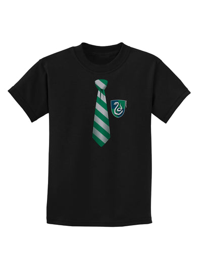 TooLoud Wizard Tie Green and Silver Childrens Dark T-Shirt-Childrens T-Shirt-TooLoud-Black-X-Small-Davson Sales