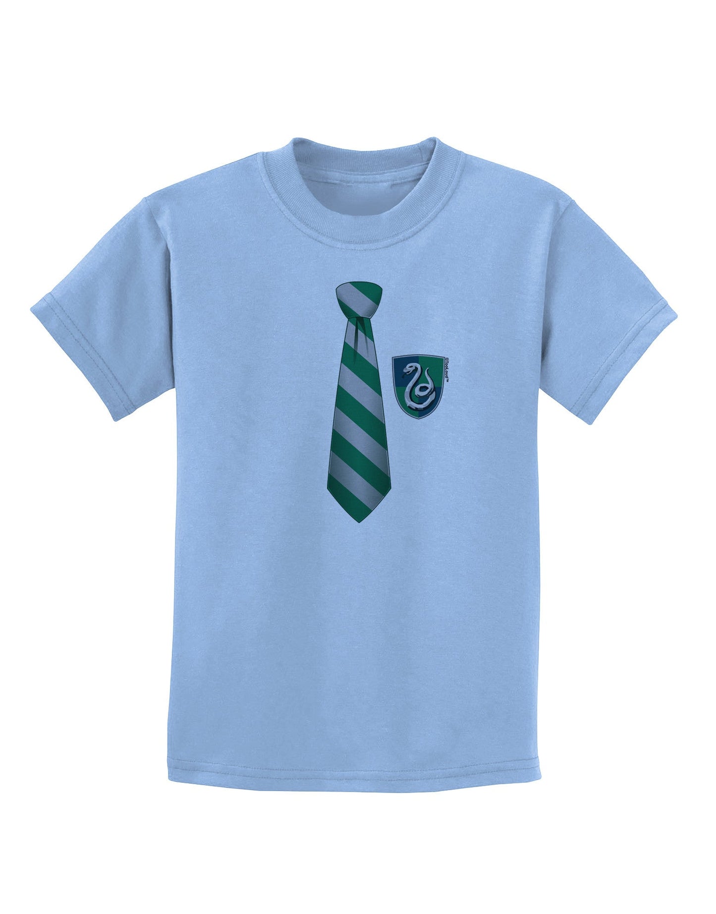 TooLoud Wizard Tie Green and Silver Childrens T-Shirt-Childrens T-Shirt-TooLoud-Light-Blue-X-Small-Davson Sales