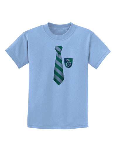 TooLoud Wizard Tie Green and Silver Childrens T-Shirt-Childrens T-Shirt-TooLoud-Light-Blue-X-Small-Davson Sales