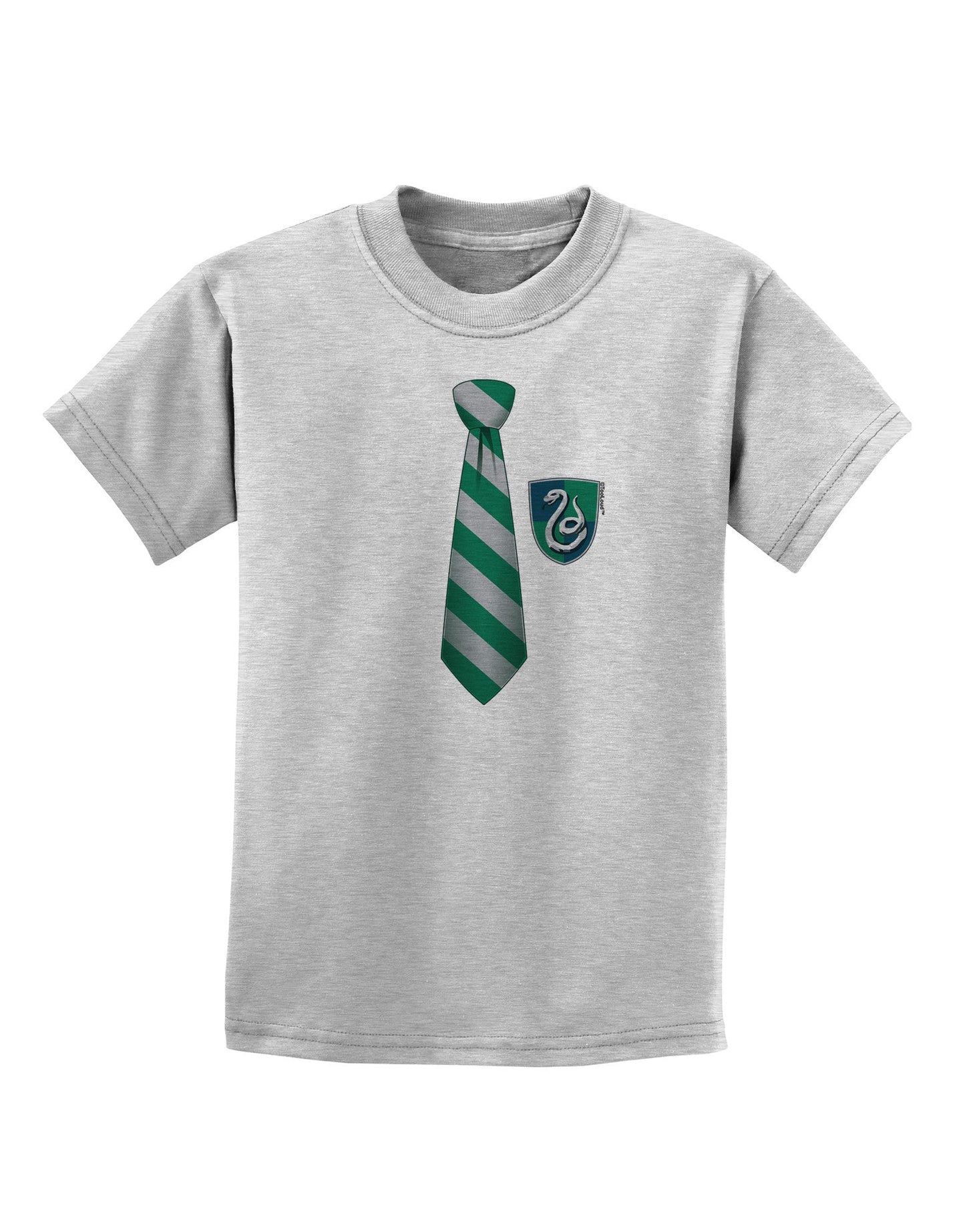 TooLoud Wizard Tie Green and Silver Childrens T-Shirt-Childrens T-Shirt-TooLoud-AshGray-X-Small-Davson Sales