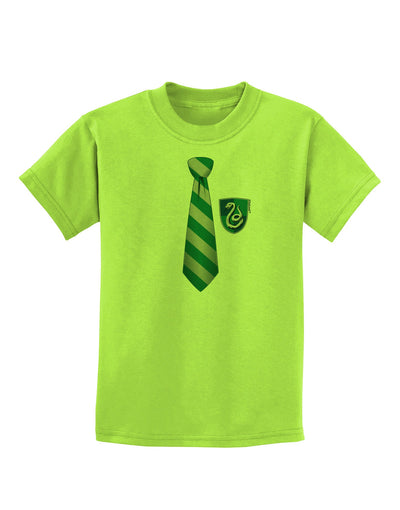 TooLoud Wizard Tie Green and Silver Childrens T-Shirt-Childrens T-Shirt-TooLoud-Lime-Green-X-Small-Davson Sales