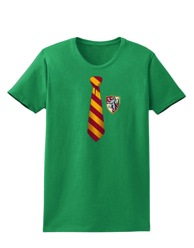 TooLoud Wizard Tie Red and Yellow Womens Dark T-Shirt-TooLoud-Kelly-Green-X-Small-Davson Sales