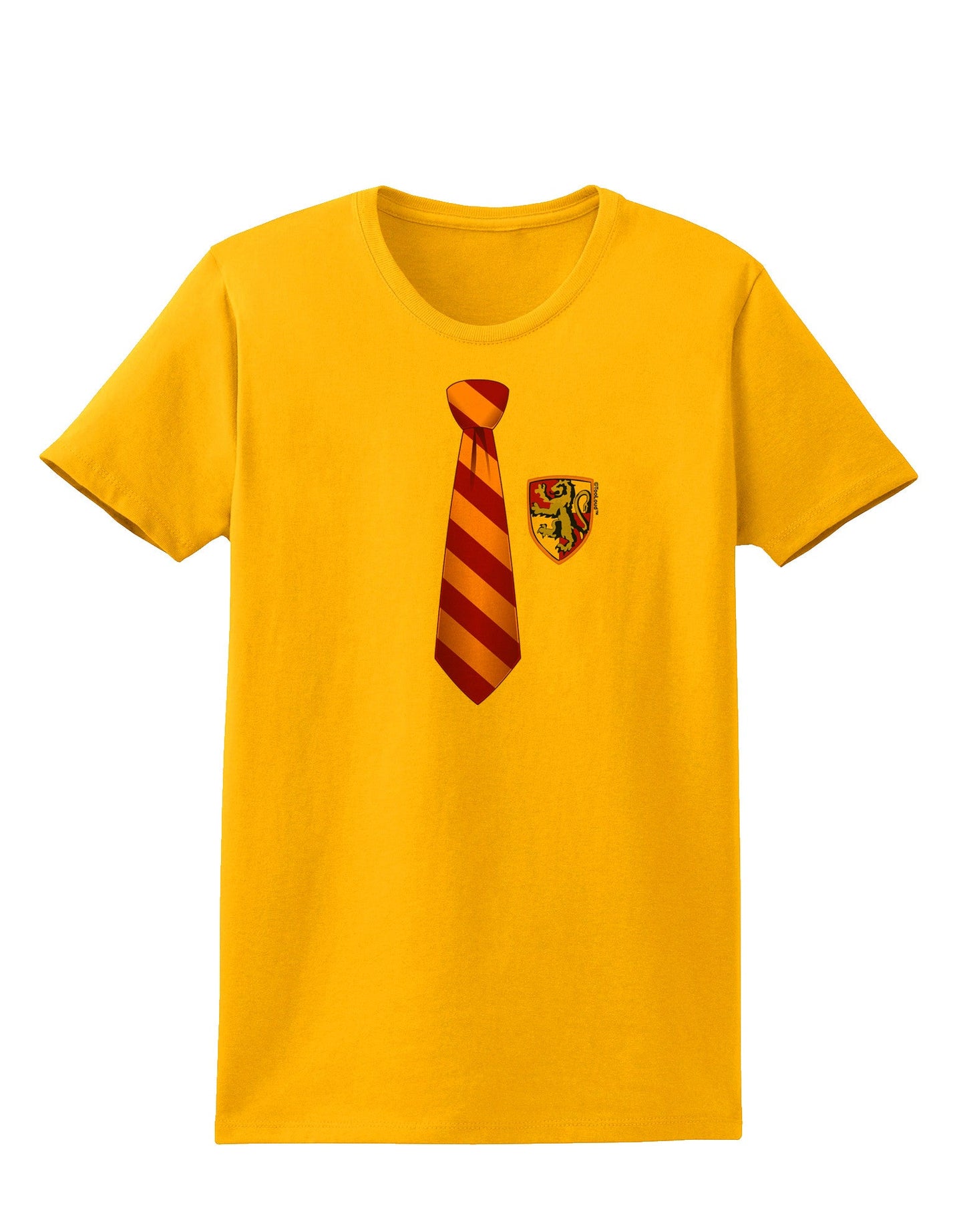 TooLoud Wizard Tie Red and Yellow Womens T-Shirt-Womens T-Shirt-TooLoud-Gold-X-Small-Davson Sales