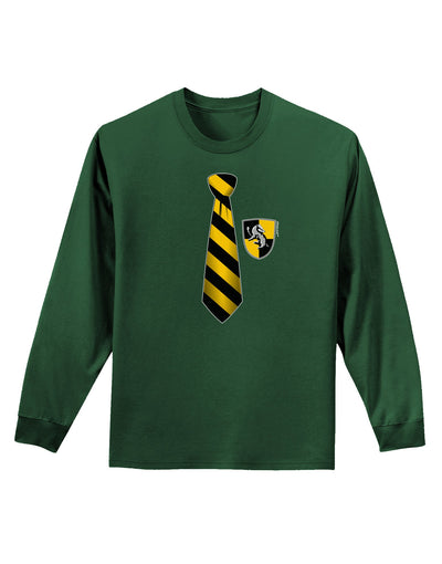 TooLoud Wizard Tie Yellow and Black Adult Long Sleeve Dark T-Shirt-TooLoud-Dark-Green-Small-Davson Sales