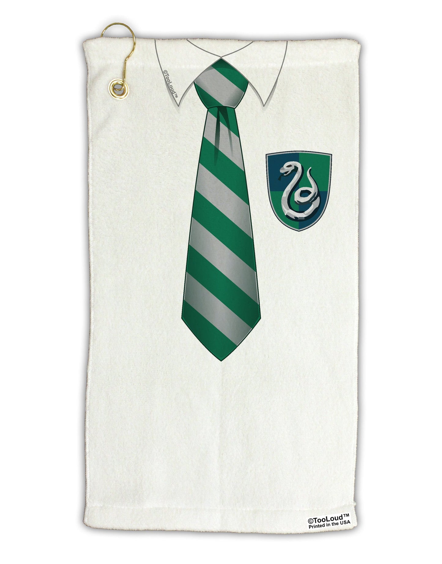 TooLoud Wizard Uniform Green and Silver Micro Terry Gromet Golf Towel 15 x 22 Inch All Over Print-Golf Towel-TooLoud-White-Davson Sales