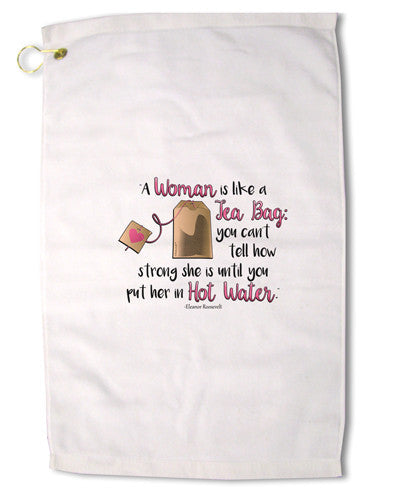 TooLoud Woman Like A Tea Bag Eleanor R Premium Cotton Golf Towel - 16 x 25 inch-Golf Towel-TooLoud-16x25"-Davson Sales