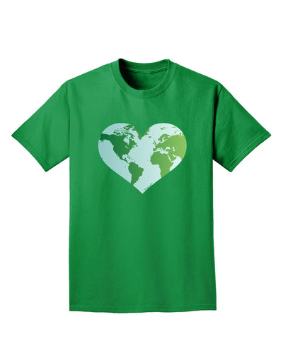 TooLoud World Globe Heart Adult Dark T-Shirt-Mens T-Shirt-TooLoud-Kelly-Green-Small-Davson Sales