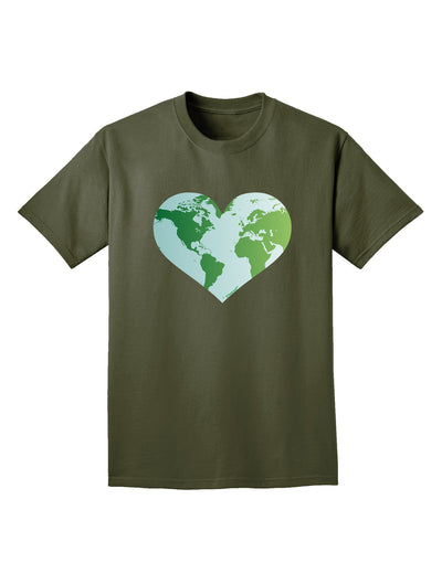 TooLoud World Globe Heart Adult Dark T-Shirt-Mens T-Shirt-TooLoud-Military-Green-Small-Davson Sales