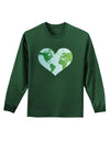 TooLoud World Globe Heart Adult Long Sleeve Dark T-Shirt-TooLoud-Dark-Green-Small-Davson Sales