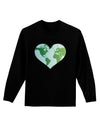 TooLoud World Globe Heart Adult Long Sleeve Dark T-Shirt-TooLoud-Black-Small-Davson Sales