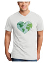 TooLoud World Globe Heart Adult V-Neck T-shirt-Mens V-Neck T-Shirt-TooLoud-White-Small-Davson Sales