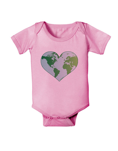 TooLoud World Globe Heart Baby Romper Bodysuit-Baby Romper-TooLoud-Light-Pink-06-Months-Davson Sales