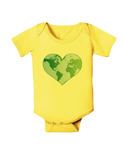 TooLoud World Globe Heart Baby Romper Bodysuit-Baby Romper-TooLoud-Yellow-06-Months-Davson Sales