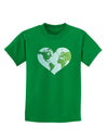 TooLoud World Globe Heart Childrens Dark T-Shirt-Childrens T-Shirt-TooLoud-Kelly-Green-X-Small-Davson Sales