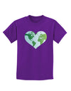 TooLoud World Globe Heart Childrens Dark T-Shirt-Childrens T-Shirt-TooLoud-Purple-X-Small-Davson Sales